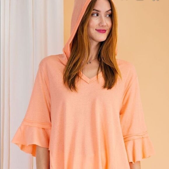 New Easel The Inside Scoop Hooded Top coral - Picture 4 of 6